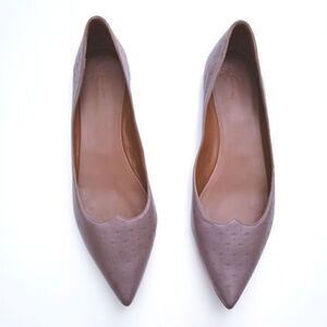 Tomas‎ Maier Palm Tree Embossed Pointed Leather Flats